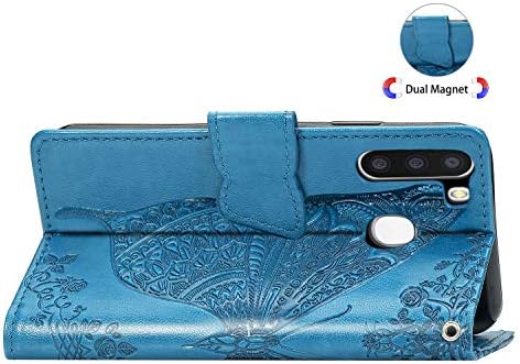 Samsung Galaxy A11 3D Пеперутка Цвет Паричник Случај, ZYZX Кредитни Картички Слот И Штанд Shockproof Магнетна Заштитна Кожа Флип Телефон