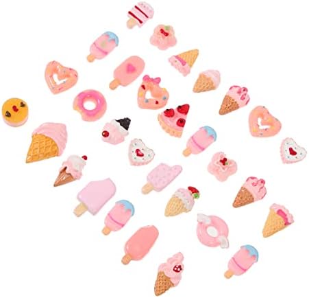 SEWACC Масовно Бонбони 3d Шарм За Нокти Срцев Декор 2 парчиња Сладолед Смола Десерт Смола Привлечност Сладолед Рамен Шарм Срцева Смола