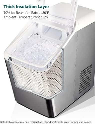 Машина за создавање на мраз за домаќинство Gevi Countertop Nugget, куќиште од не'рѓосувачки челик, тивко работење, максимум 29 bs/ден, само