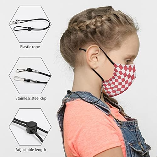 ZTPIC 10 парчиња исечена крпа маска за лице за еднократна употреба, маска за деца што може да се дише со ланјард, памучни маски прилагодливи за