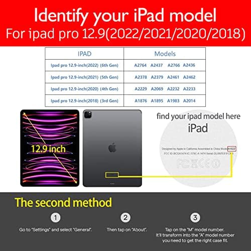 Nanruil за iPad Pro 12.9-инчен случај и iPad Pro 12.9 6-ти/5/4-ти/3-ри Gen Gigin Cove Cover заштитникот за 2022/2021/2020/2018 година,