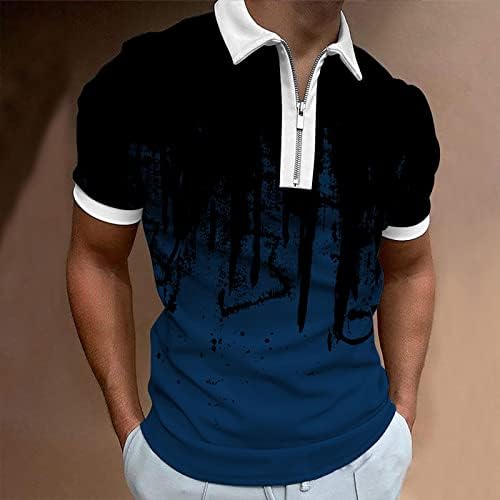 Xxbr zipper polo кошули за мажи, летни шарени тенок тенок фит маица со кратки ракави деловни обични врвови за работа за работа