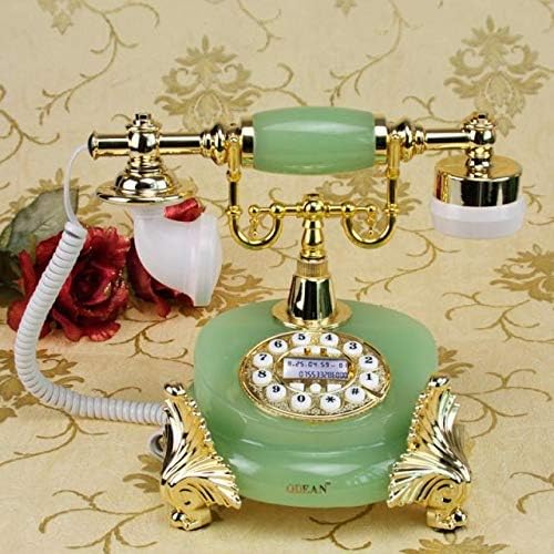 ZAMTAC Европски телефонски класичен природен жад Европски стил луксузни подароци Телефонски антички ретро уметност класично ротирачко бирање -