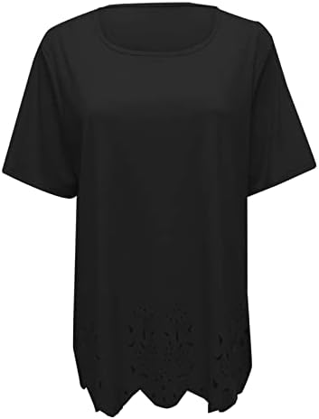 Femaleенска скромна маичка есен лето мека удобност 2023 облека со кратки ракави на екипажот на вратот преголема врвна кошула за девојчиња