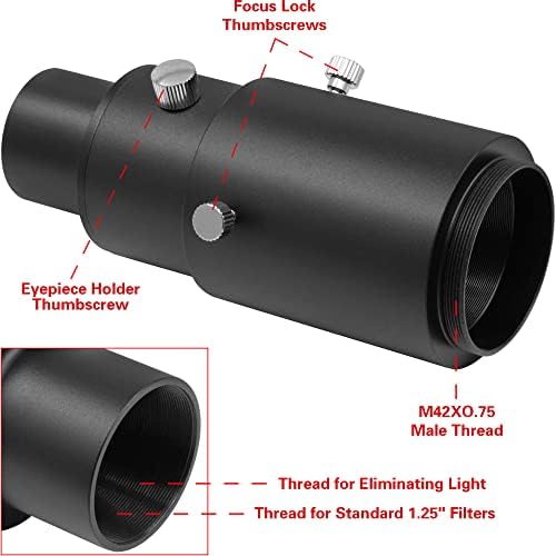 Tydeux 1.25 Extendable Camera Adapter - for Either Prime-Focus Or Eyepiece-Projection Astrophotography with Refractors or Reflector Telescopes