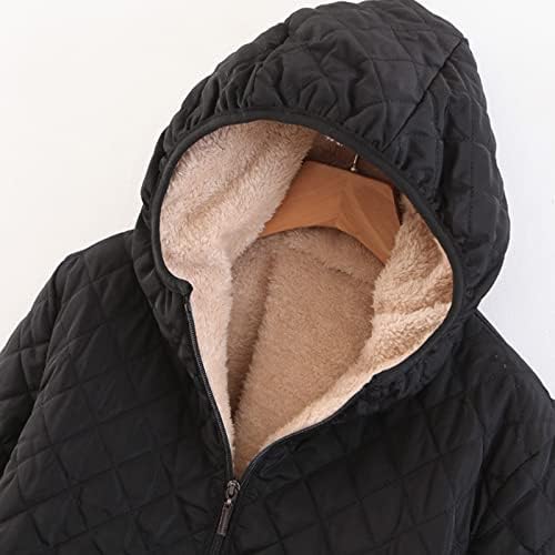 Зимски палта за жени 2022 Мода Подигање со долги ракави со долги ракави ватирани јакни плус големина обична топла лесна руно качулка