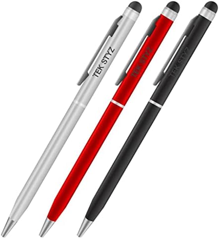 Pro Stylus Pen за Xolo A500 Club со мастило, голема точност, екстра чувствителна, компактен формулар за екрани на допир [3 пакет-црно-црвен-силвер]