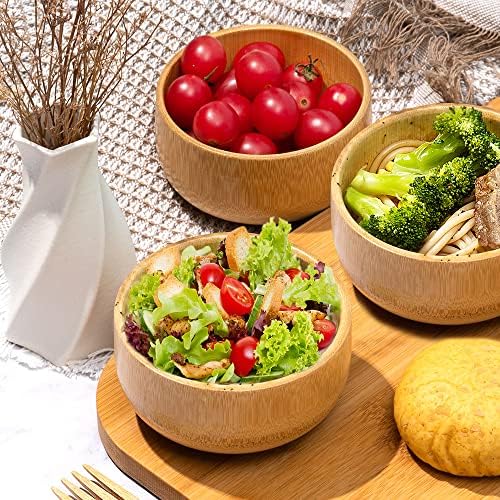 Wuyiwuda Природни бамбус чинии пакет од 3, јапонски креативни чинии, здрави и еколошки чинии за животна средина, чинии за супи,
