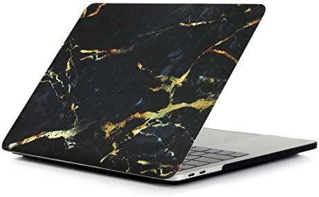 Чанти за мобилни телефони Хаијун, црно злато текстура мермерна шема лаптоп вода декорации компјутер заштитен случај за MacBook