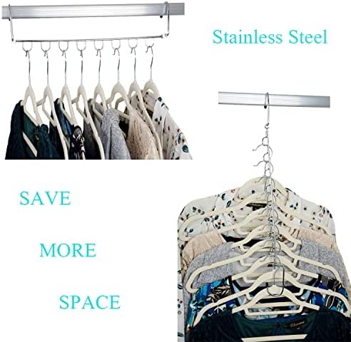 Kleverise 8 пакувања за заштеда на простор за заштеда на простор - 8 слотови облеки од не'рѓосувачки челик закачалки магии каскадни
