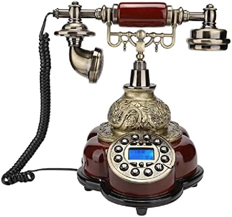 Zjhyxyh Антички кабел Телефонски фиксни дигитални ретро телефонско копче бирање гроздобер декоративни цврсти дрвени телефони фиксна домашна