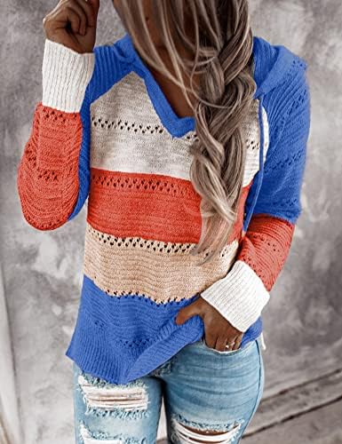 Женски патент во боја блок џемпери од качулка мода случајни џемпери со долги ракави