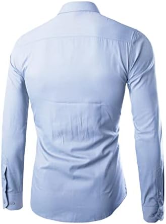 Машка кошула со маж со цврсто деловно копче со долги ракави надолу кошули редовно вклопување на случајна брчка бесплатна маица