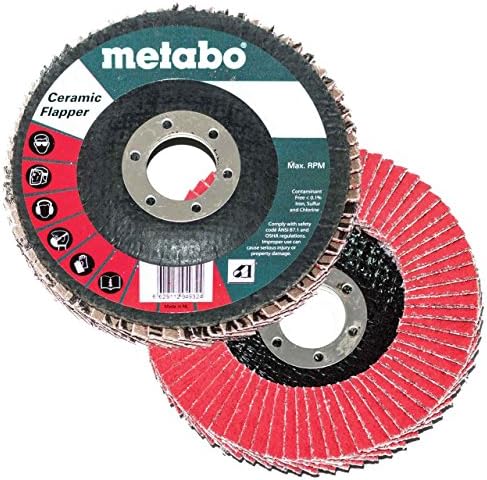 Метабо 629437000 4.5 x 7/8 керамички флапер абразиви размавта дискови 40 решетки, 10 пакувања