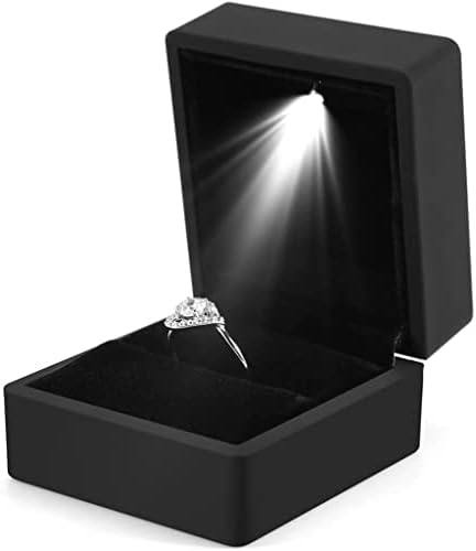 Tjlss Прстен Кутија СО LED Светло Накит Дијамант Прстен Кутија Складирање Прозрачна Свадба Прстен Накит Организатор Складирање Подарок