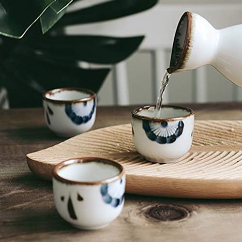 Cabilock 2 парчиња јапонски саке чаша керамички шут стакло цветна шема кунгфу чај за еспресо кафе чај за забава
