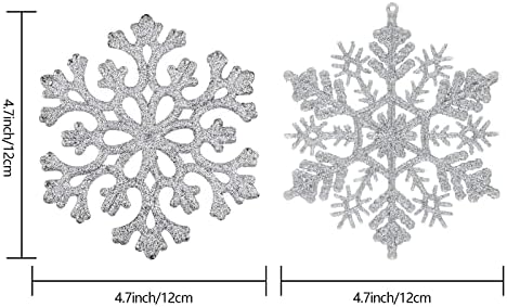 30 парчиња Божиќни сјајни украси од снегулка пластични украси од снегулки-xmas украси, 4,7-инчи
