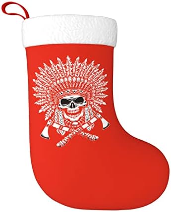 Вејмај Американски индиски шеф на черепот Божиќно порибување 18 инчи Божиќ што виси чорап класичен празник за украсување чорапи