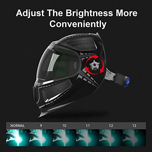 Шлемот за заварување Андели со светло, панорамски 180 ° Големо гледање вистинска боја соларна моќност автоматско затемнување на шлемот