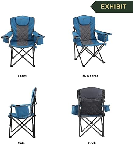 Arrowhead Outdoor Portable Преносен преклопен камп Квад стол W/ 6-CAN Cooler, држачи за чаши и вино за чаши, торба за носење со