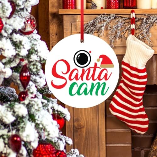 божиќен украс на Gomblessign 2021 Santa Cam Elf Hat Hat Надзор дрво виси Божиќно декор керамичко порибување пополнување