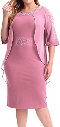 Womenените 2023 Лејди Елегантен плетен чипка Кејп фустан плус големина моден печатење на половина ракав молив свилен фустан