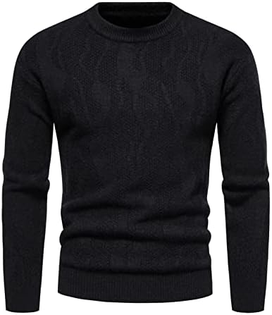 Дудубаби машка есен и зимска обична плетена цврста боја украсна шема џемпер