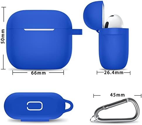Bospa AirPods 3 Case, течен силиконски покритие на кожата компатибилен со Apple Airpod 3rd Generation 2021 со клуч за жени за жени [Преден LED