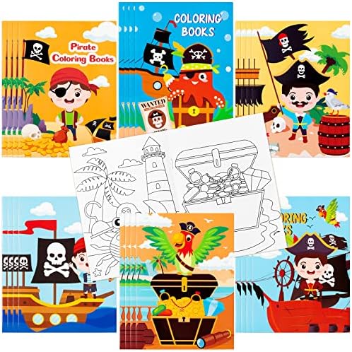 ЈАПБОР 24 парчиња Пиратски Боенки За Деца, Пирати Папагалски Богатства Страници Во Боја Цртање Брошура Забава Фаворизира Материјали,
