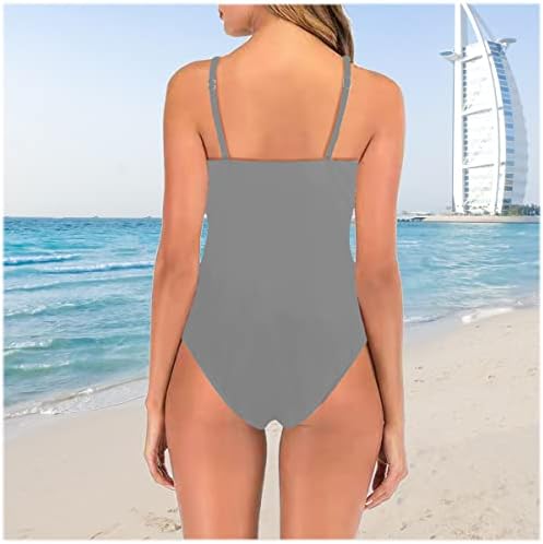 Nxxyeel Едно парче костуми за пливање за жени лотос лисја јака секси V вратот за капење на половината лак за пливање за капење