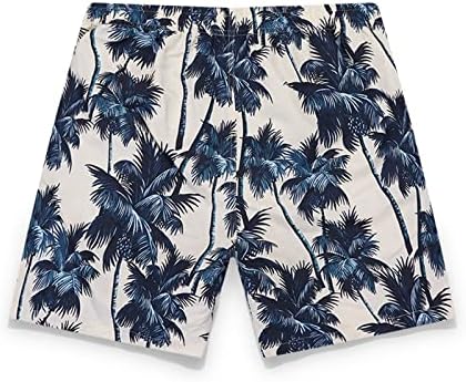 Венкомг1 шорцеви за мажи, тропски шорцеви на плажа квадратни нозе Хавајски шорцеви влечејќи еластични стебла за пливање на половината