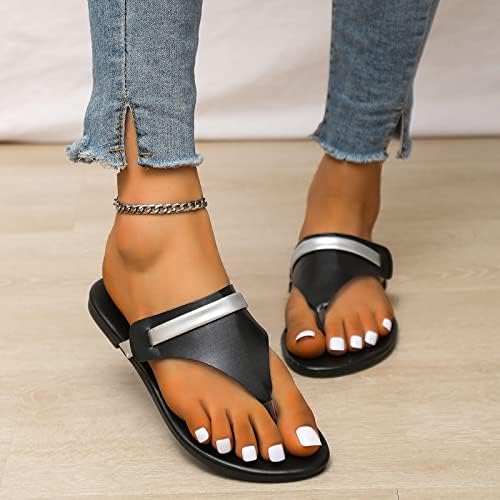 Зрелигерски жени сандали лето, женски сандали со рамен флип дами дами лигетска тежина од каиш клип-пети-пети обични одење на