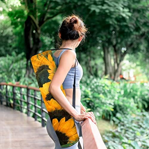 Унисекс торба за јога мат, вежбач за вежбање со јога мат со прилагодливи сончогледи на рамената на рамената, цветни, 6,7х33.9in/17x86