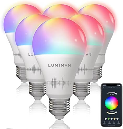Лумиман Wifi Паметни Светилки A19 LED Сијалица За Промена На Бојата Што Работи Со Alexa Google Home E26 2700K-6500K Dimmable RGB Светла 800 LM