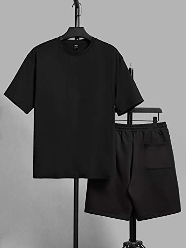 Lubose Облека со две парчиња за мажи Слоган Графички мета и шорцеви за половината за влечење