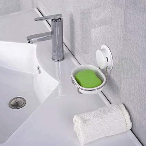 Xjjzs Вшмукување чаша туш сапун чинија за зачувување на сапун заштеда на сунѓер за бања и мијалник за кујна, бело