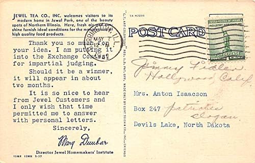 Рекламна поштенска картичка Jewel Co Inc Park Park Park, Barrington, Illinois, САД 1942 година