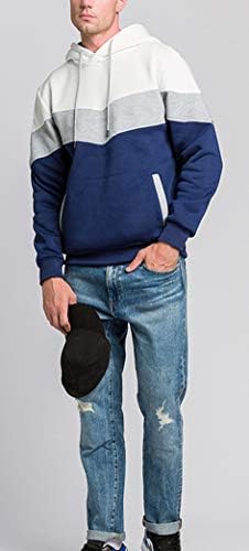 Wielsscca Mens Holdies Pullover Blood Color Block Block Reece Long Sweel Sweatshirt Tops со џеб