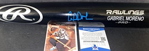 Габриел Морено Торонто Блу Џејс Автограм Потпишан Бејзбол Палка Бекет Коа Црна