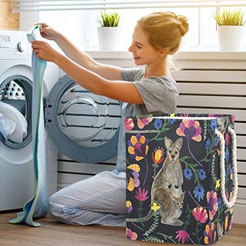 Нехомер кенгур и цвеќиња за бебиња оставаат шема 300D Оксфорд ПВЦ водоотпорна облека ја спречуваат голема корпа за перење за ќебиња играчки за облека во спална соба ?