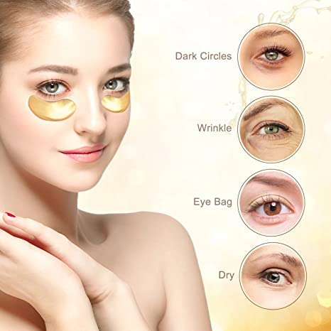 Purachic 24k злато маска за очи - подуени очи и темни кругови - минимизирајте ги брчките и фините линии - посветли и повеќе рафинирани