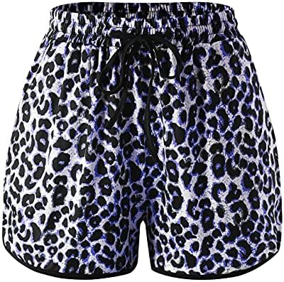 Обични панталони Печати со џебови шорцеви влече лето женски леопард плус кратки оштетени панталони за жени