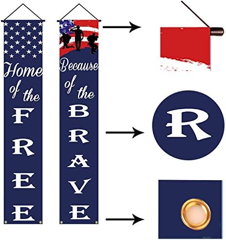Знаме на американскиот Патриотски Војник Банери За Знаци На Тремот, Патриотска Декорација за Меморијалниот Ден - 4 јули Декор Виси, Денот На Независноста