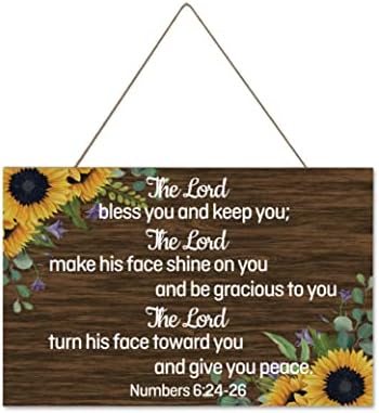 Библијата стих wallидна уметност, Господ да ве благослови, да ве чува, да ви дадам мир броеви 6: 24-26 Дрво знак, гроздобер украси