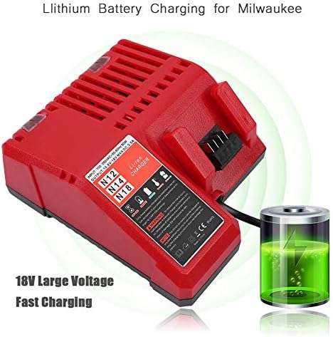 Полнач за батерии Zerone Lithium, полнач за брза батерија 18V за Milwaukee за замена на M12 и M18