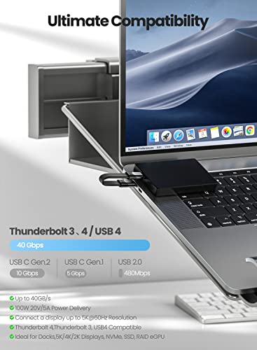Fasgear Краток USB 4 Кабел 6-инчен/15cm 100W 40Gbps USB C ДО USB C Кабел СО 5k@60hz Видео Излез Компатибилен За Thunderbolt 4/3 Порта MacBook