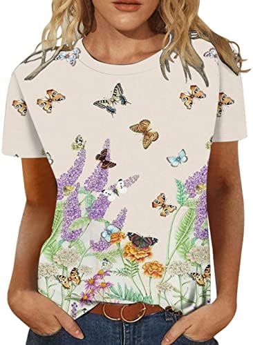 Салон блузи за јуниори кратки ракави екипаж вратот графички графички опуштени збирки блузи маички тинејџерки 2023 50 50