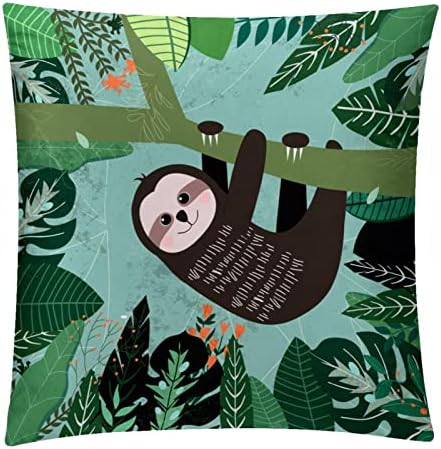 VBFOFBV сет од 2 капаци на лумбална перница, меки украси за украси за домашни фарми, цртана мрзливост тропска џунгла