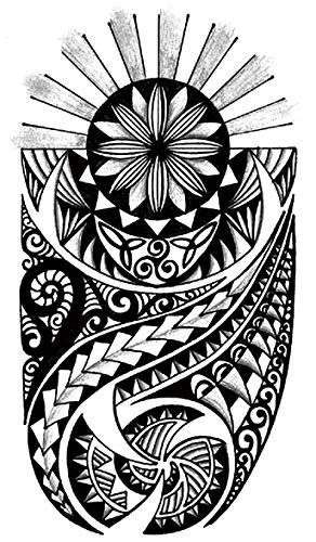 Племенски Тетоважи Со Тотемски Ракави, Тетоважи Со Големи Ракави Со 4 Листови И Лажни Тотемски Тетоважи Со Половина Рака За Мажи Женска