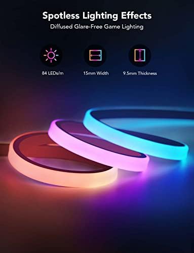 Govee Паметни Светилки, WiFi Bluetooth Боја Менување На Светилки, 4 Пакет, Пакет 10ft RGBIC Неонски Игри Светла За Биро, Синхронизација